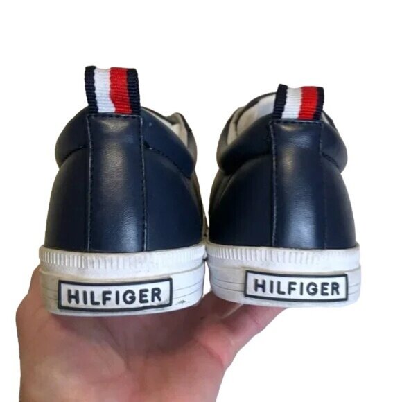 Y2K TOMMY HILFIGER SNEAKERS 8.5 BLUE w/ RED WHITE STRIPE STY No TWLIREAL LACE UP - Picture 5 of 6